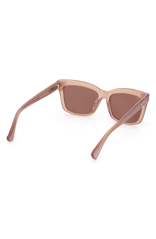 Shop Max Mara 55mm Rectangular Sunglasses In Shiny Light Brown/brown