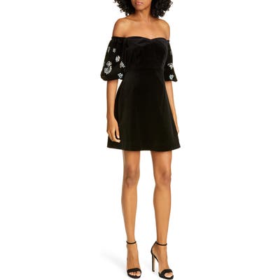 Tanya Taylor Off-The-Shoulder Minidress, Black