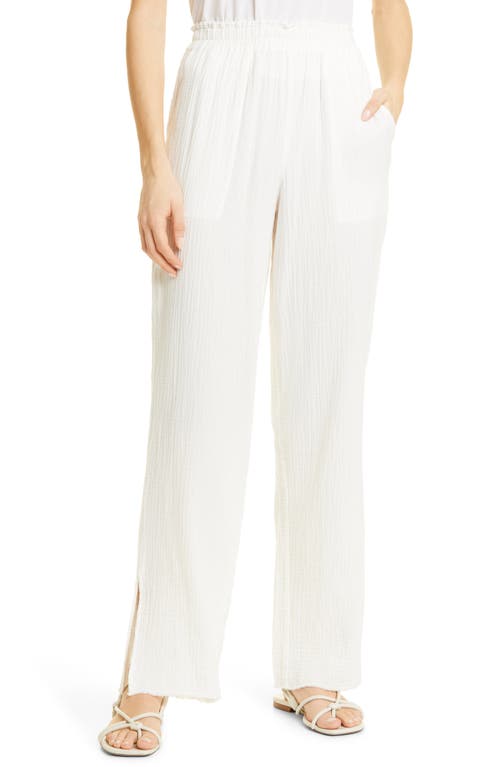 Leon Wide Leg Pull-On Pants in White