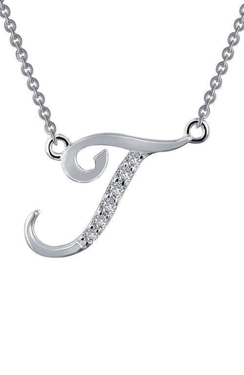 Initial Pendant Necklace in T - Silver