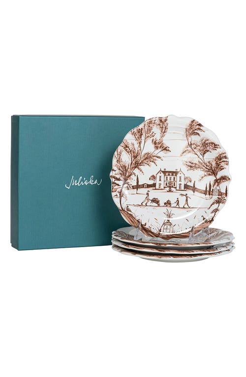 Juliska Country Estate Harvest Assorted Party Plates, Set Of 4 In Sepia