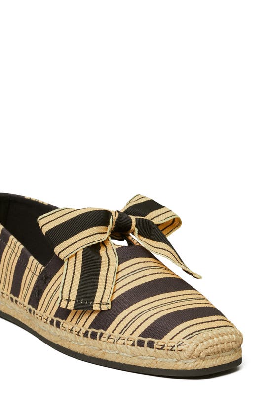 Shop Tory Burch Bow Espadrille Flat In Vintage Stripe Ribbon