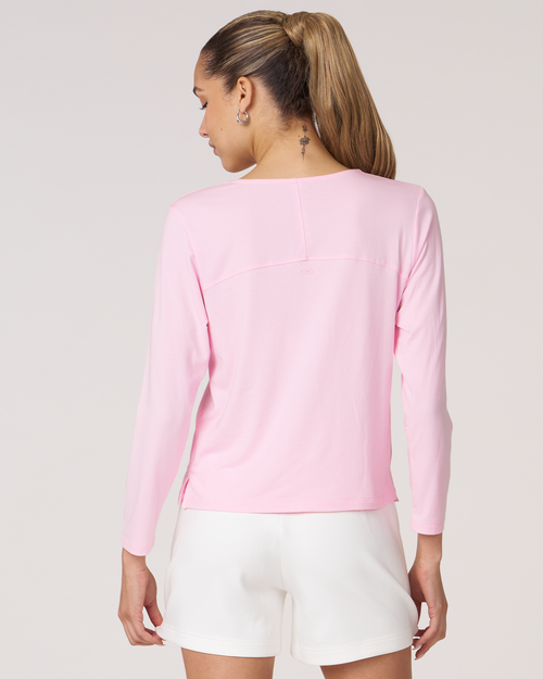 Shop Rebody Active Rebody Essentials Mid Length Long Sleeve Top In Pink