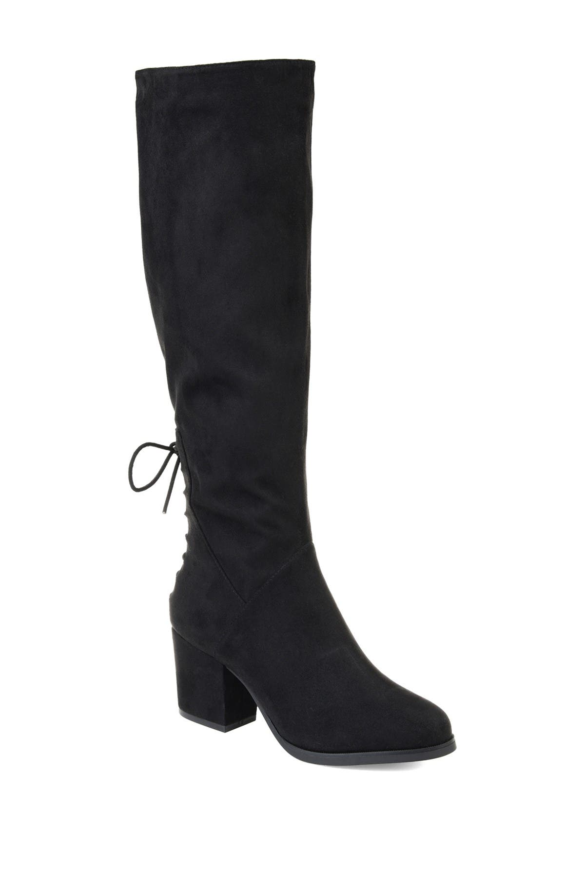 wide calf black heeled boots
