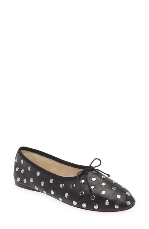 Loeffler Randall Landon Leather Ballet Flats In Black/silver