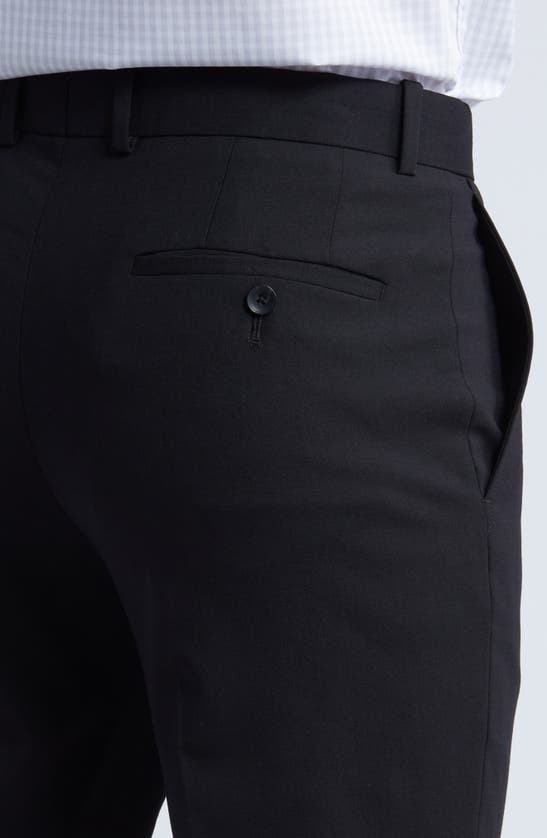 Nordstrom Trim Fit Flat Front Stretch Wool Dress Pants In Black