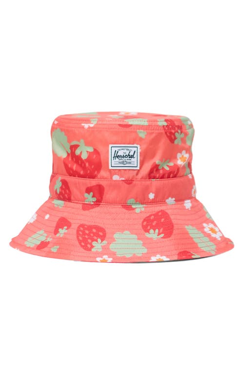Herschel Supply Co. Kids' Beach Bucket Hat in Shell Pink Sweet Strawberries at Nordstrom