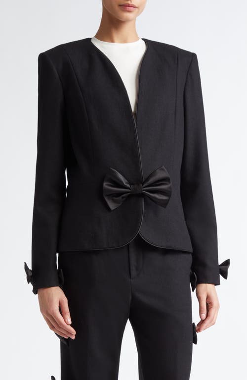 Tanner Fletcher Gender Inclusive Edith Satin Bow Blazer in Black 