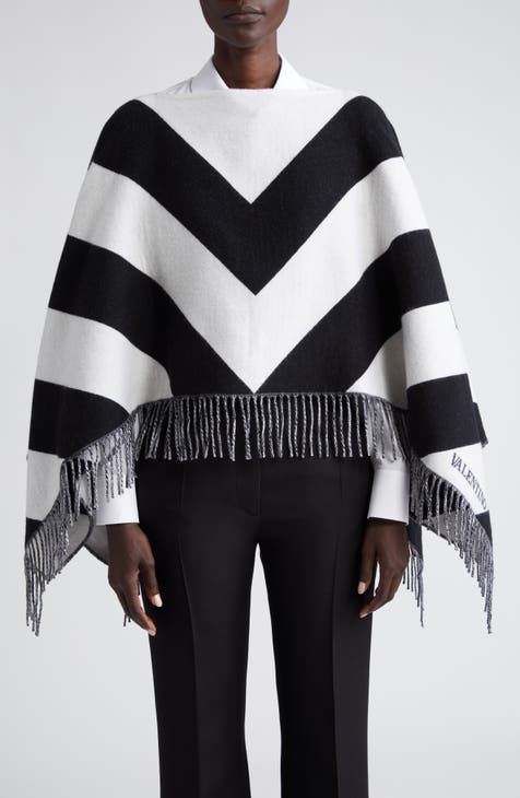 Chevron Stripe Wool & Cashmere Poncho