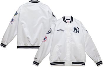 Men's Mitchell & Ness White New York Yankees City Collection Satin Full-Snap Varsity Jacket Size: Large
