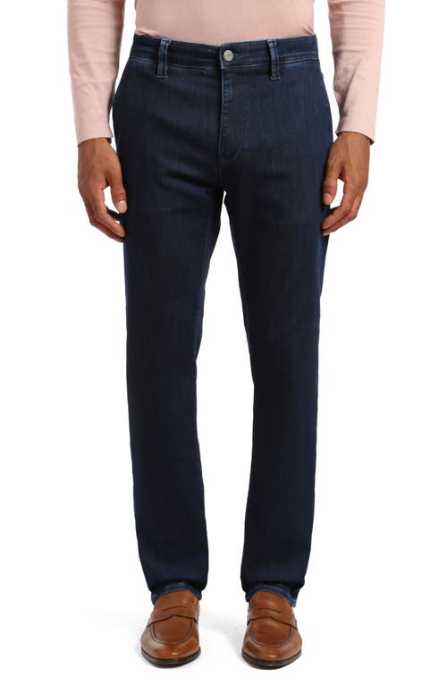 Verona Flat Front Straight Leg Denim Chinos in Dark Brushed Refined