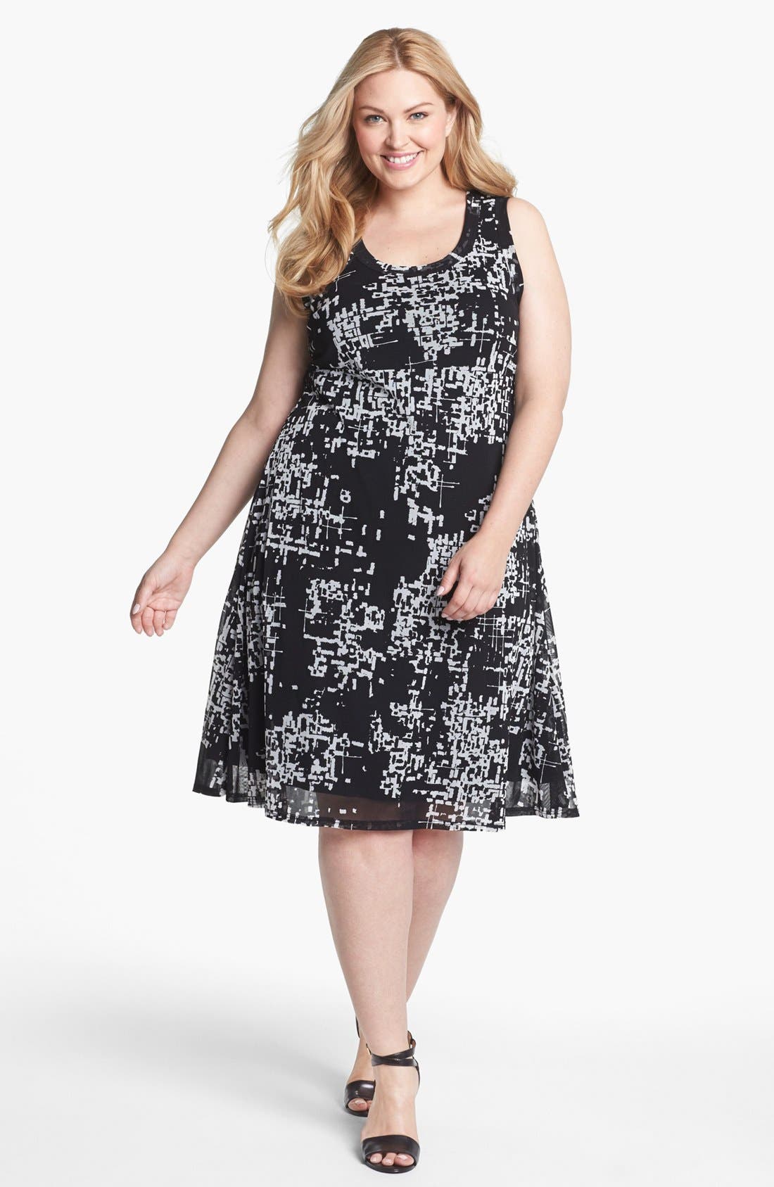 Karen Kane Print Chiffon ALine Dress (Plus Size) Nordstrom
