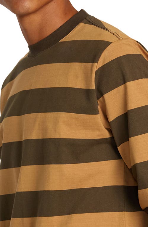 Shop Rvca Stripe Long Sleeve Cotton T-shirt In Camel