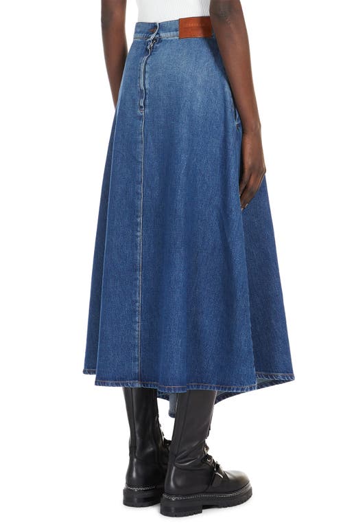 Shop Weekend Max Mara Luana Asymmetric Denim Midi Skirt In Navy