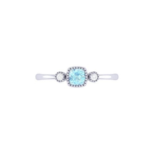 Shop Luvmyjewelry Cushion Cut Aquamarine & Diamond Birthstone Ring In White Gold