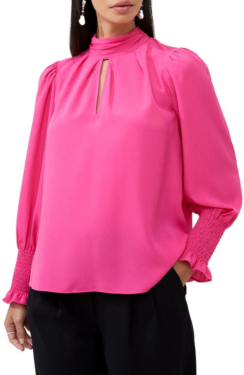 Fuchsia Accent Polo Knit Top - Women - Ready-to-Wear