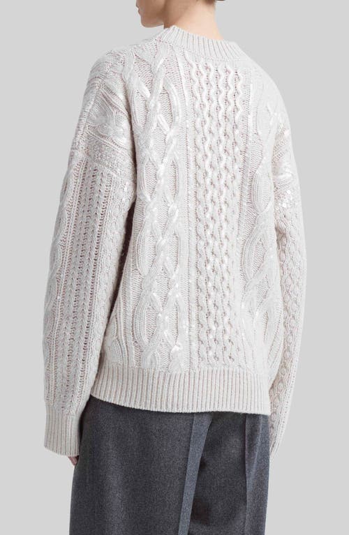 Shop Altuzarra Wirth Sequin Lambswool Cable Stitch Sweater In 000102 Ivory