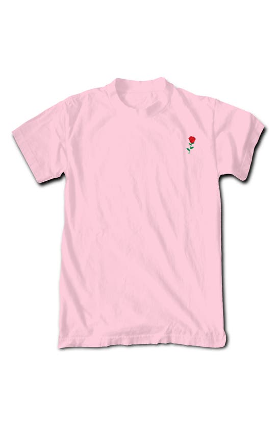 Shop Riot Society Embroidered Rose Cotton T-shirt In Light Pink