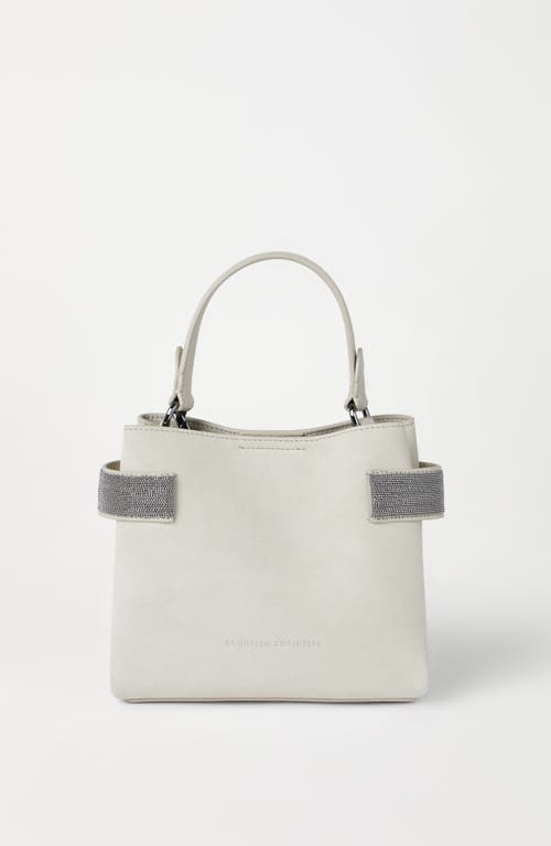 Shop Brunello Cucinelli Suede Bag With Precious Bands In Ivory