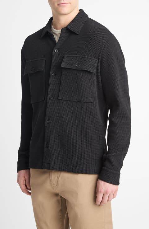 Chunky Waffle Stitch Button-Up Shirt