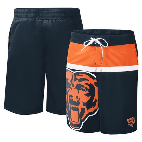 G-iii Sports By Carl Banks Navy/white Chicago Bears Ocean Tide Swim Trunks