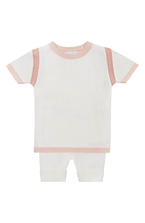Feltman Brothers Babies'  Rib Knit Top & Trousers Set In Ivory/blush