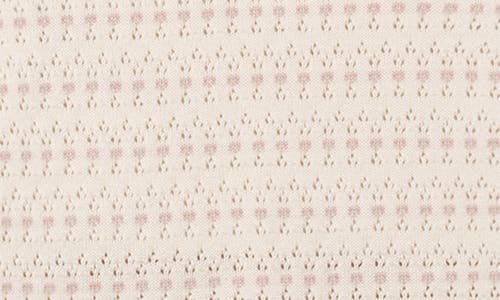 Feltman Brothers Floral Jacquard Pointelle Knit Cotton Bodysuit In Ecru/ Mauve