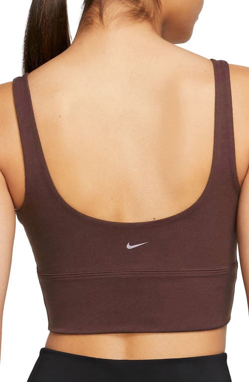 Shop Nike Alate Solo Dri-fit Longline Sports Bra In Earth/white