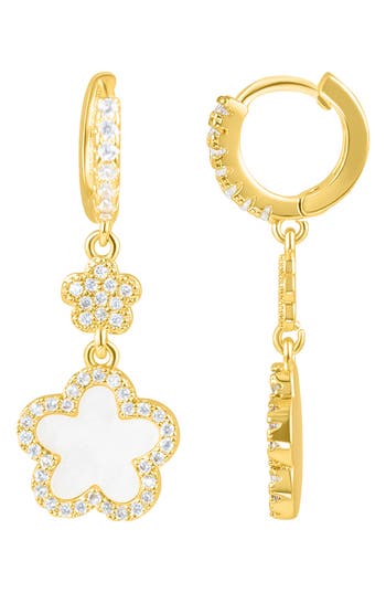 Adornia Clover Drop Earrings In White