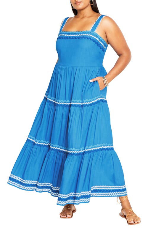 City Chic Paradiso Tiered Maxi Sundress Ice Blue at