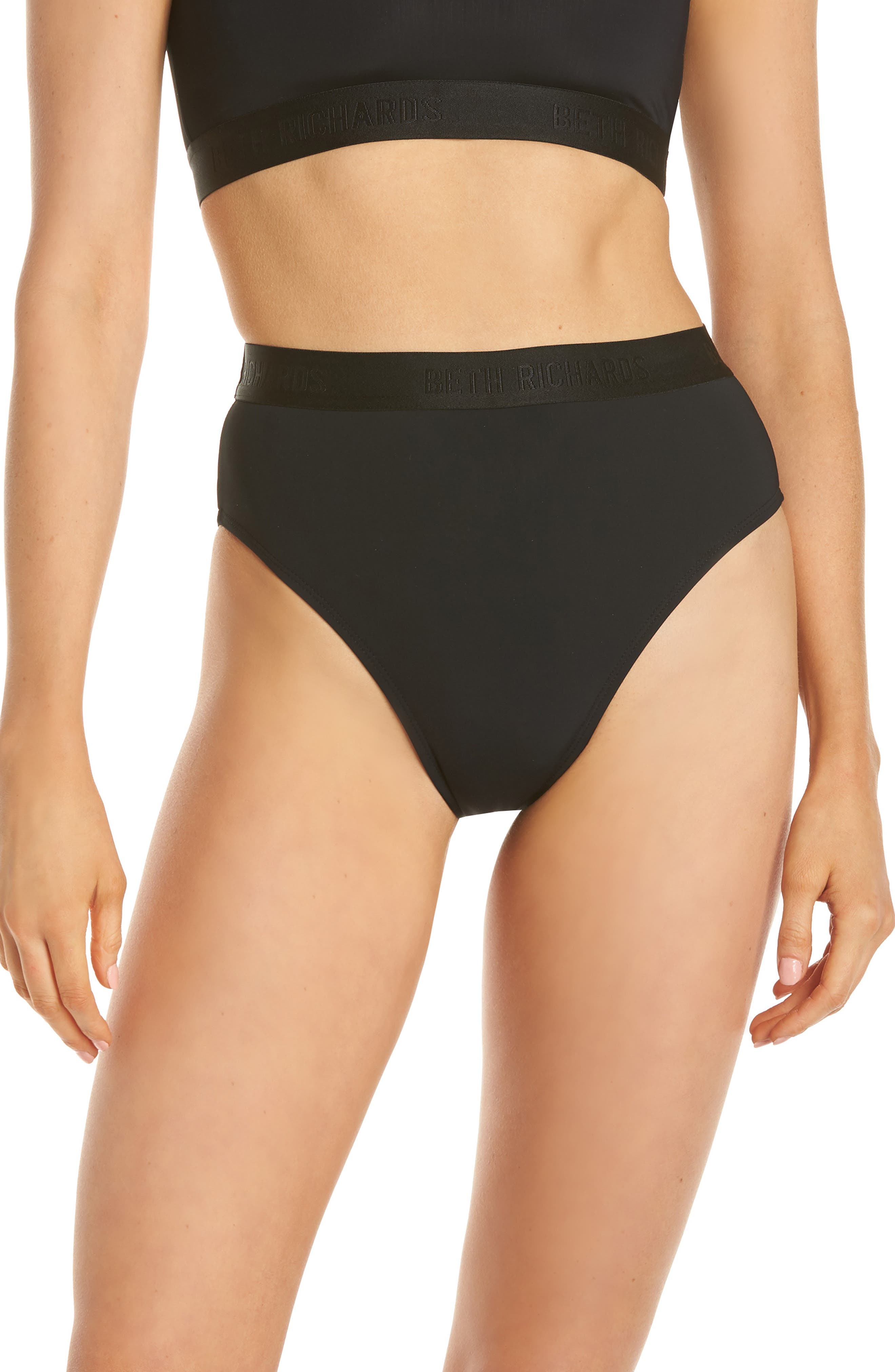 Beth Richards Kim High Waist Bikini Bottoms, Black