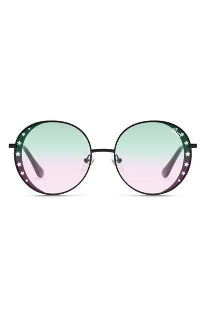 Click to view more detailed imagery on our partner's website Quay X Lizzo Seeing Stars 54mm Round Sunglasses In Black/ Smoke Gradient