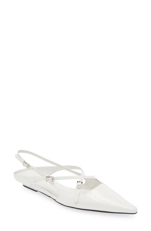 Jeffrey Campbell Fax Pointed Toe Slingback Flat In White Patent