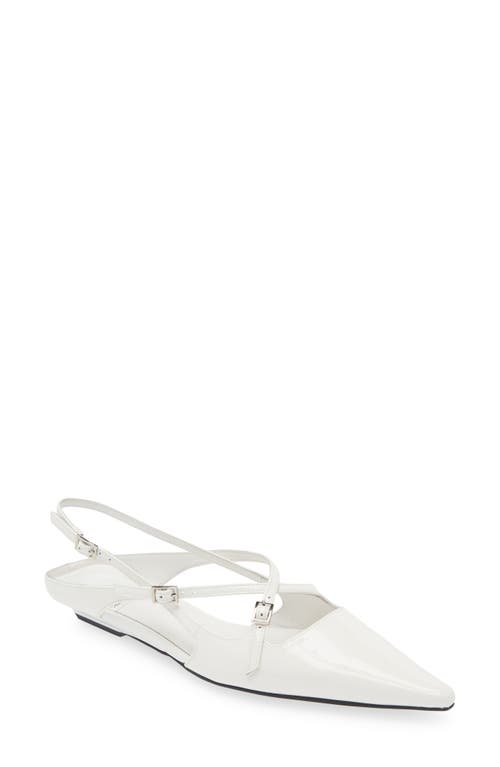 Shop Jeffrey Campbell Fax Pointed Toe Slingback Flat In White Patent