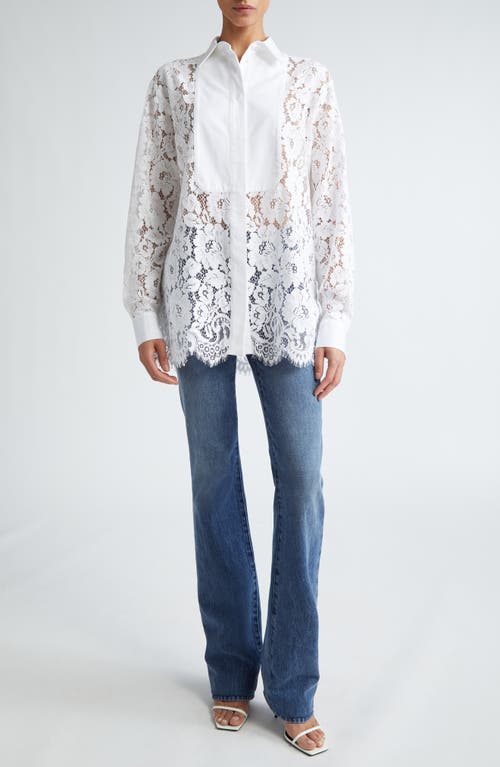 MICHAEL KORS MICHAEL KORS COLLECTION PLASTRON FLORAL LACE BUTTON-UP SHIRT 