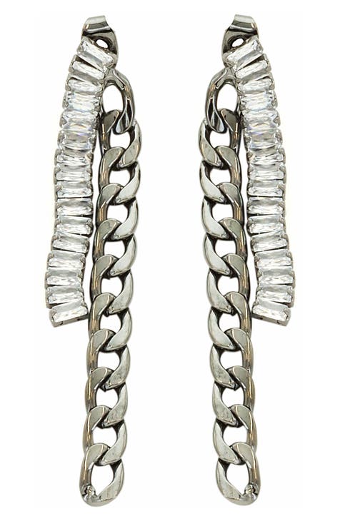 Crystal & Chain Drop Earrings