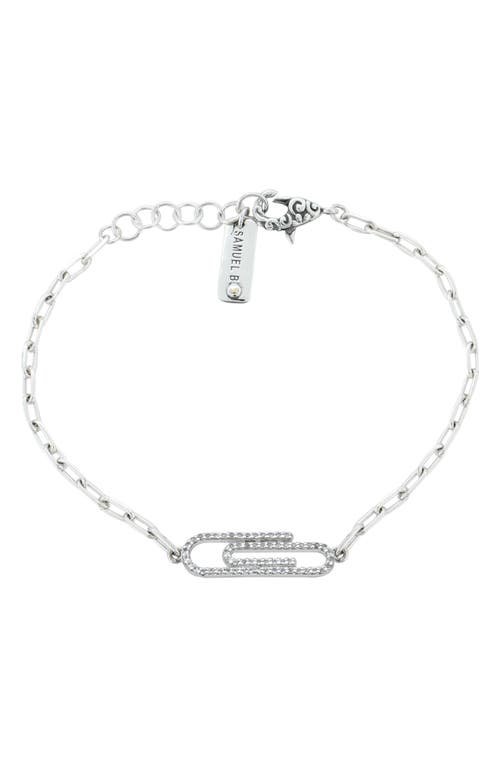 Samuel B. White Topaz Paper Clip Charm Bracelet In White/silver
