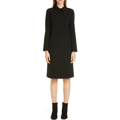 Lafayette 148 New York Janis Embellished Collar Long Sleeve Dress, Black