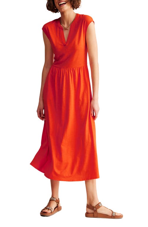 Boden Chloe Cap Sleeve Jersey Midi Dress In Orange