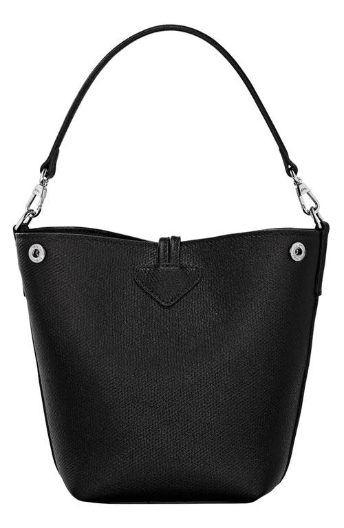 Longchamp Xs Roseau Leather Bucket Bag In Black