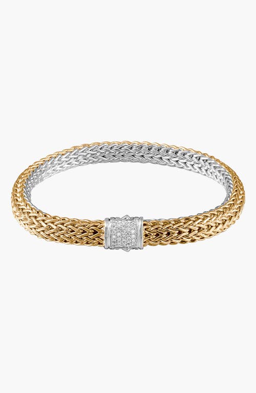 John Hardy Classic Chain Diamond Reversible 2-Tone Bracelet in Gold/Silver at Nordstrom, Size Large