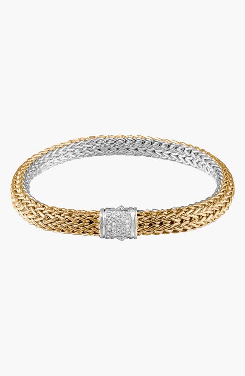 John Hardy Classic Chain Diamond Reversible 2-tone Bracelet In Gold/silver