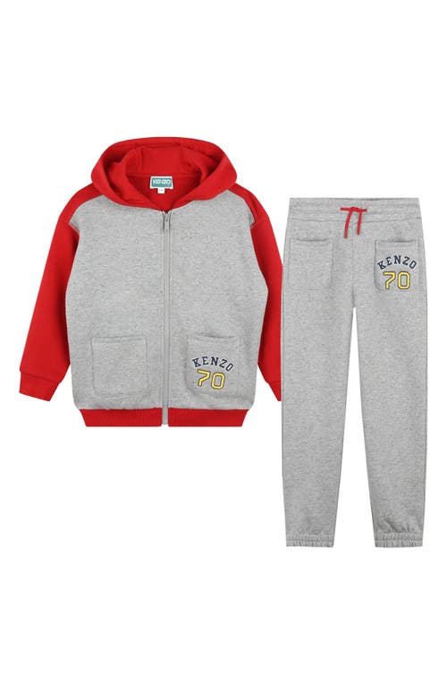 Shop Kenzo Kids' Zip Hoodie & Sweatpants Set In Grey Marl