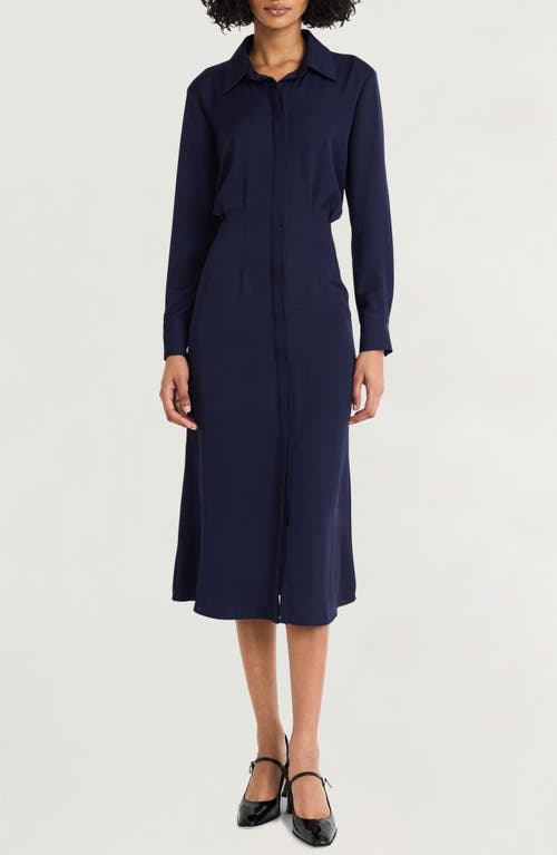 Luxely Long Sleeve Shirtdress in Evening Blue 