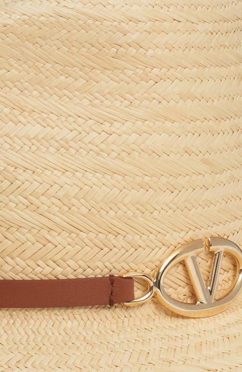 Shop Valentino Garavani Vlogo Panama Hat In Naturale/selleria/gold