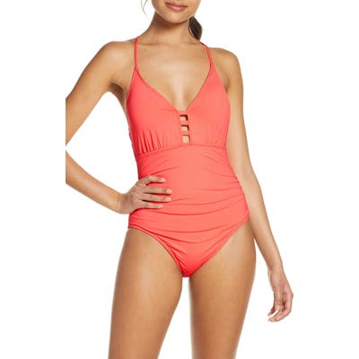 La Blanca Laddered Mio One-Piece Swimsuit, Coral