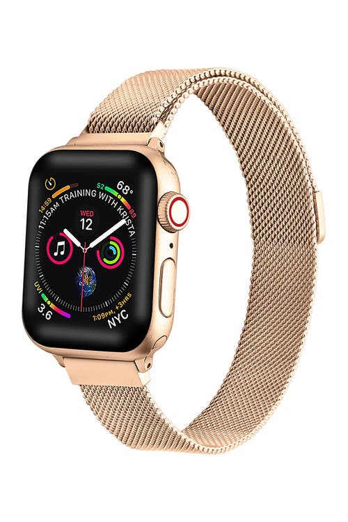 Skinny Stainless Steel Mesh Apple Watch Replacement Band - 38mm/40mm in Rose Gold