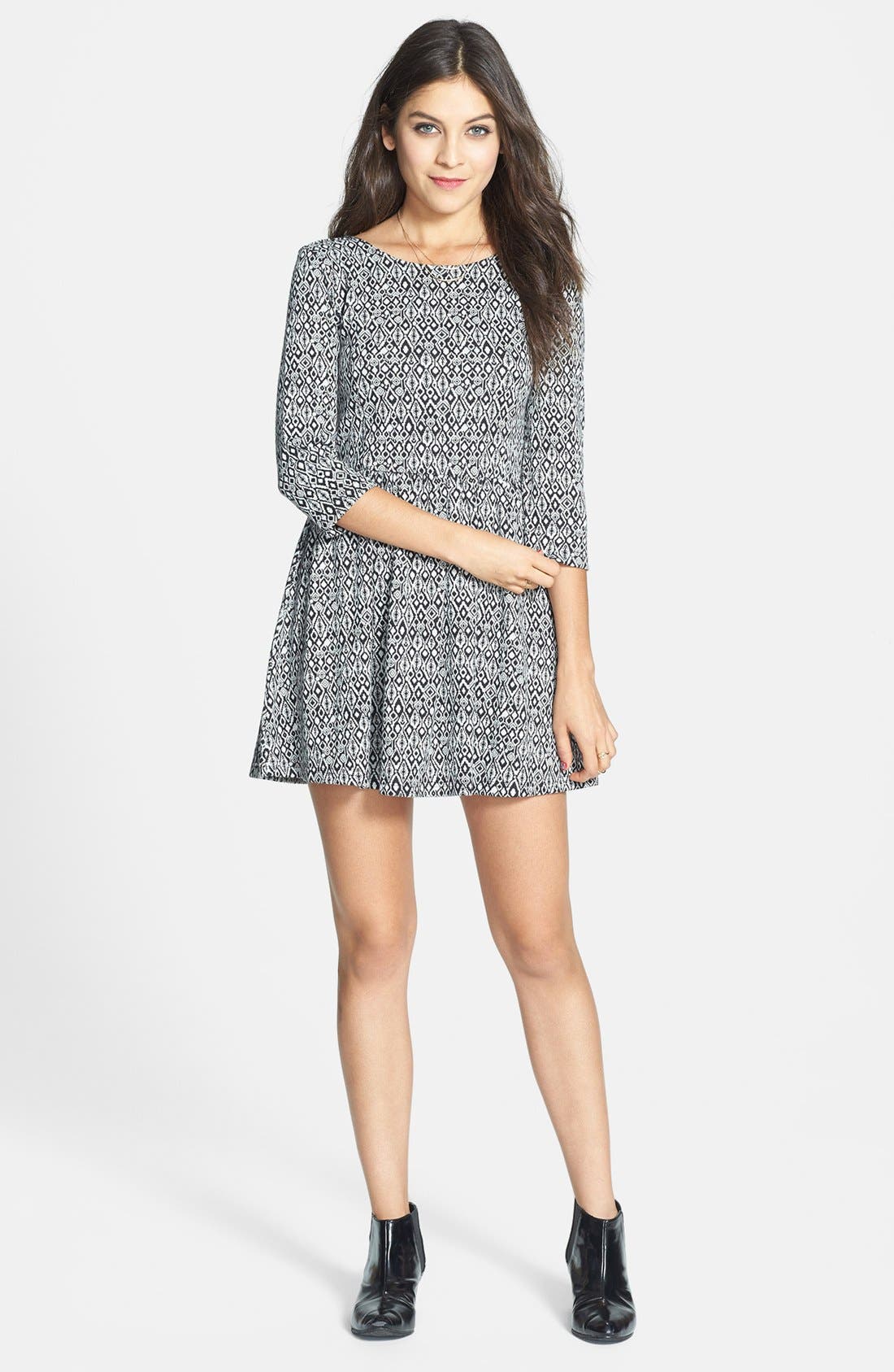 BP. Geometric Jacquard Skater Dress (Juniors) Nordstrom