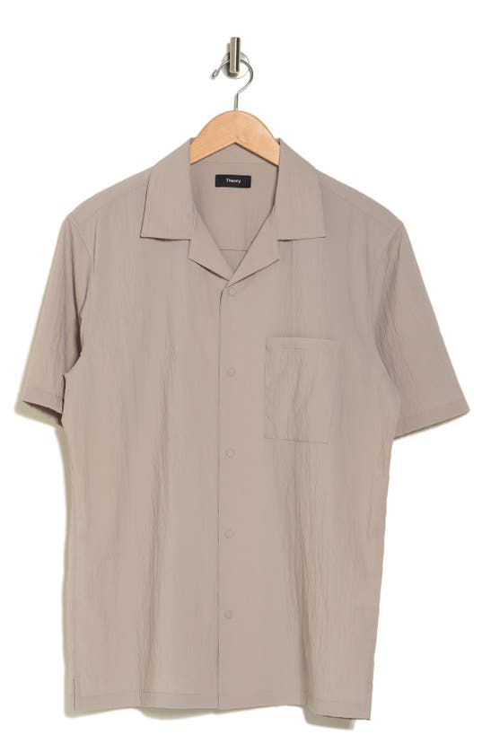 Theory Kelso Short Sleeve Snap Button Camp Shirt In Opal