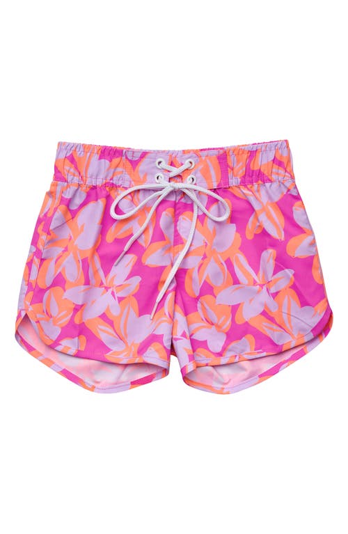 Snapper Rock Kids' Hibiscus Hype Board Shorts in Pink